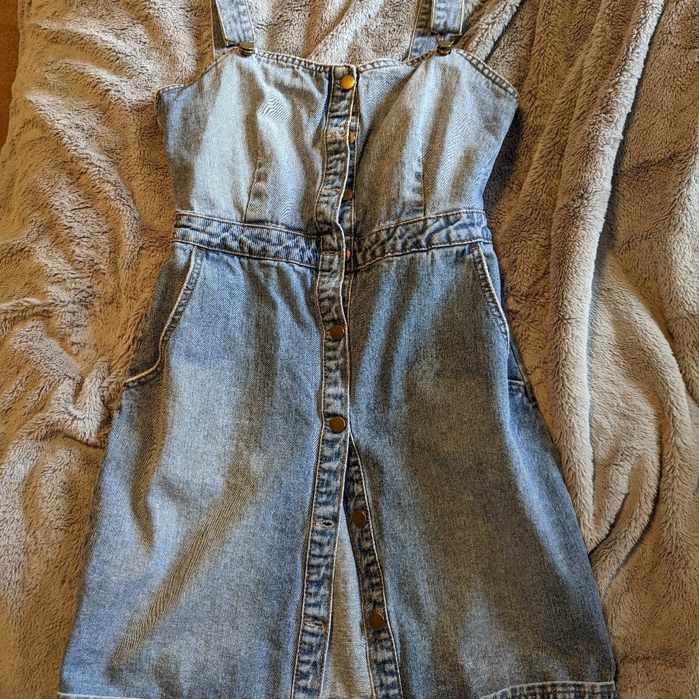 Billabong denim jean overall mini dress sz M